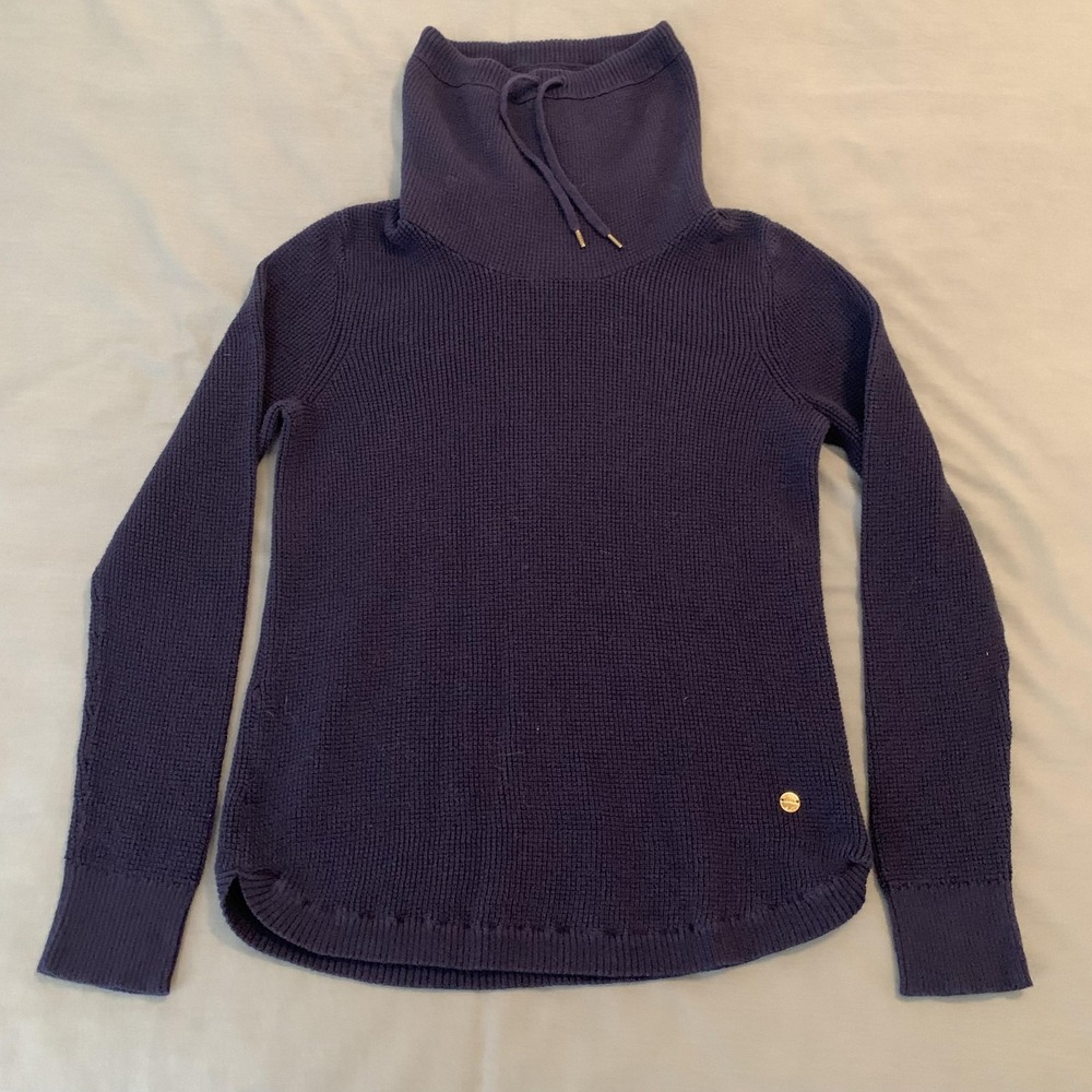 Lauren Ralph Lauren Sweater Womens Small Blue Cowl‎ Neck Cotton Knit Pullover